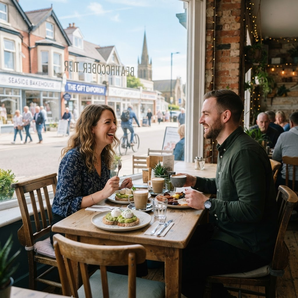 Couple enjoying a relaxed meal in Lytham St Annes
